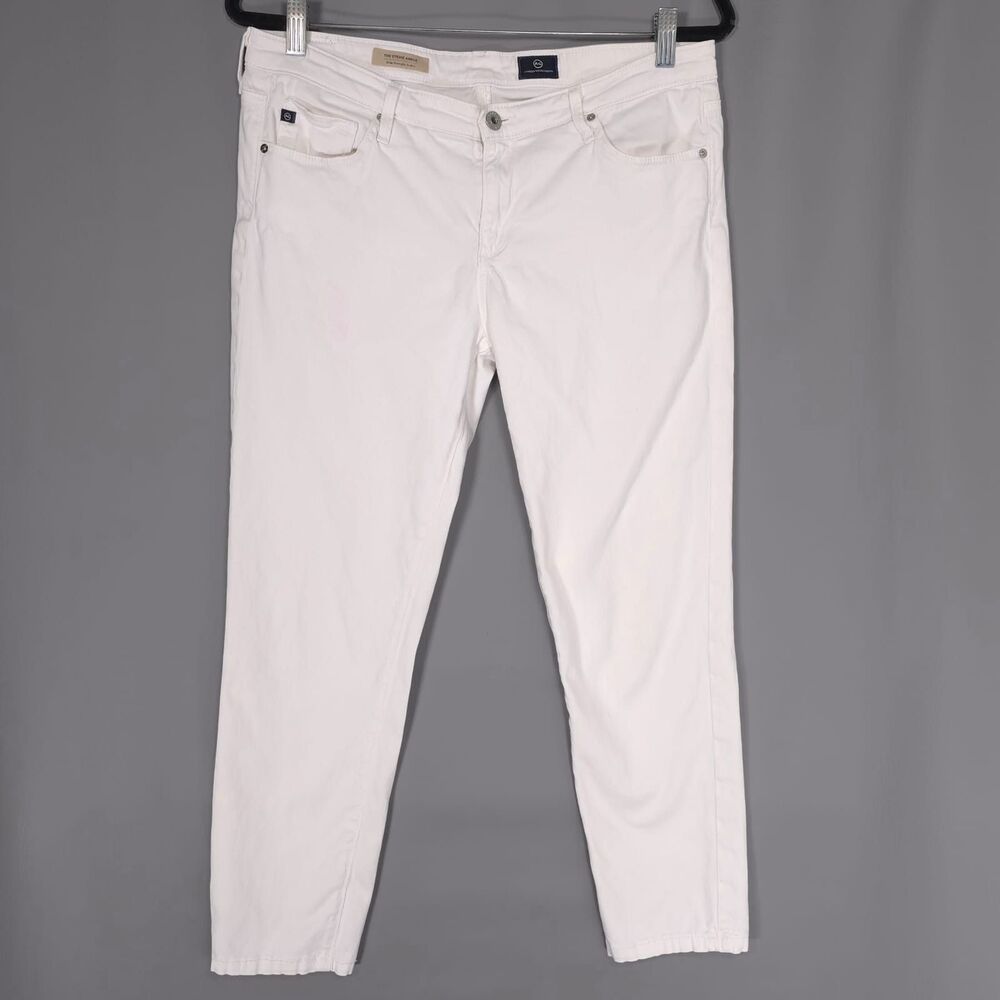 AG ADRIANO GOLSCHMIED Stevie Ankle White Jeans Women 32R Slim Straight USA Made